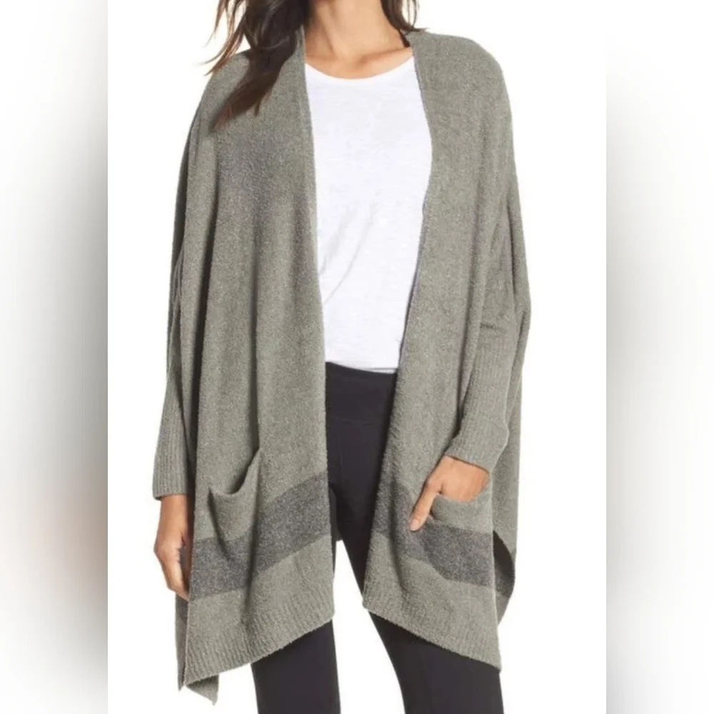 Barefoot Dreams Women Cliffside Dolman Sleeve Cardigan One Size Gray Open Front - Picture 1 of 16